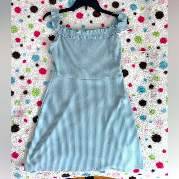 Lulus Dresses & Skirts - Light Blue Lulu’s Sleeveless Mini skater Dress with ruffled straps M